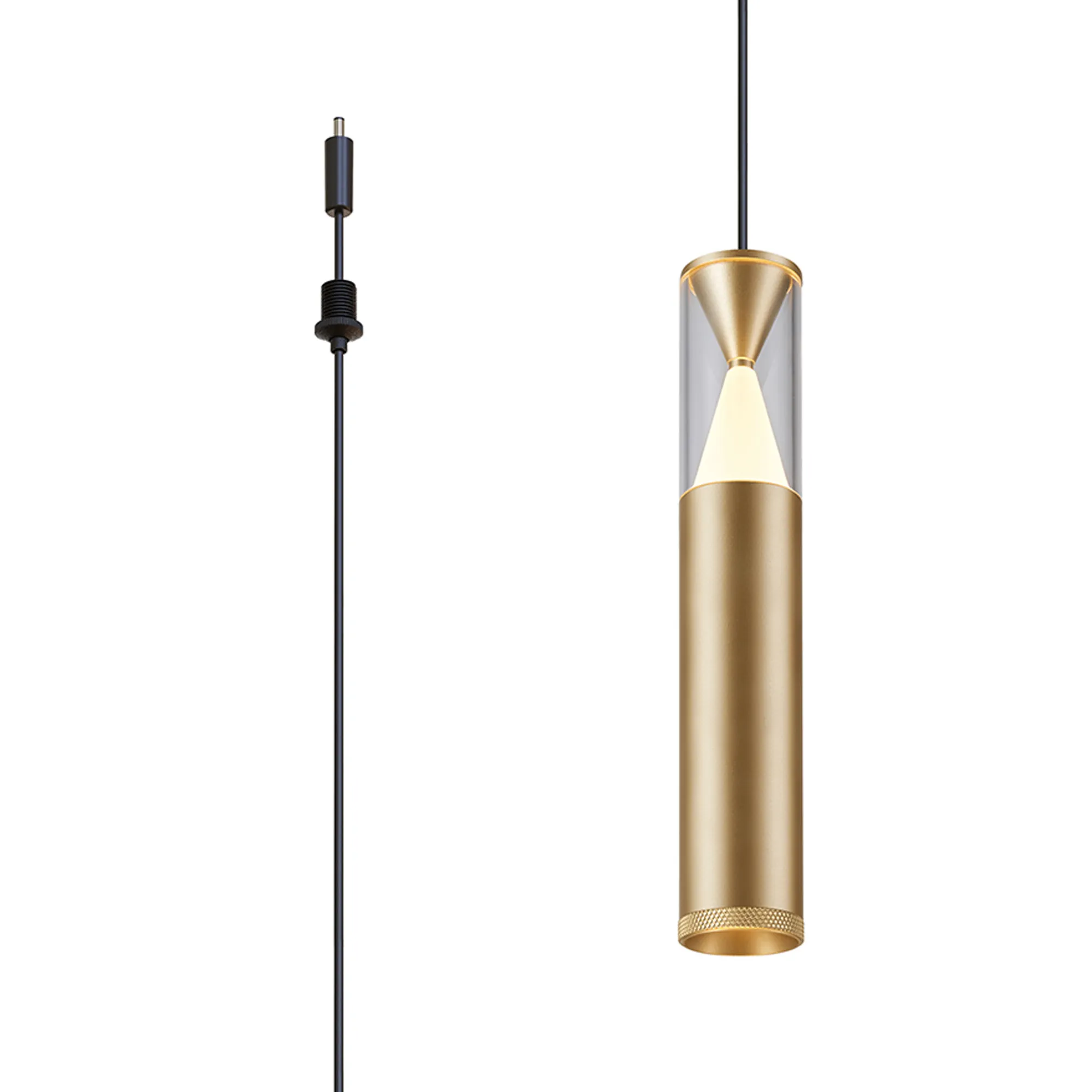 M9327  Modular Spark 2.4m Assembly Pendant With A DC Plug, 5.6W LED, 3000K, Painted Gold
